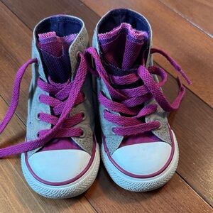 Converse Kids High-Top Sneakers - Gray and Purple